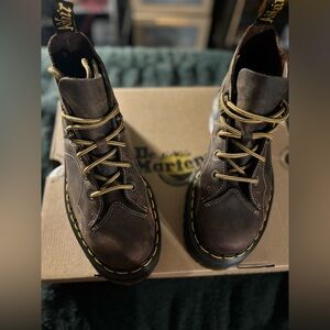 NEW Dr. Martens Church Arc Crazy Horse Boots - Dark Brown